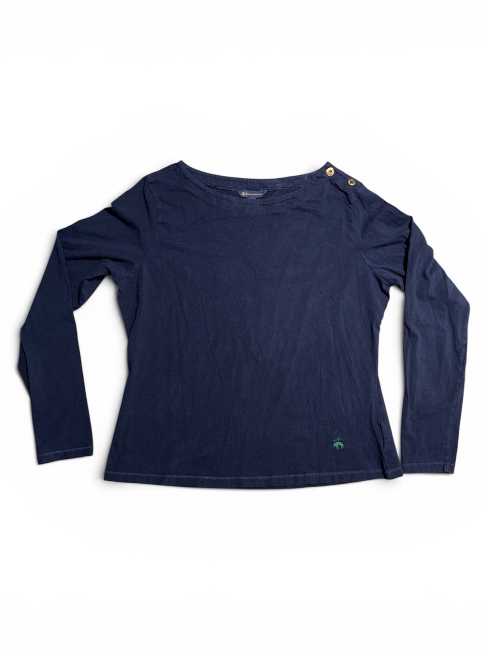Brook’s Brothers XL Women's Navy Long-Sleeve Button-Shoulder Tee
